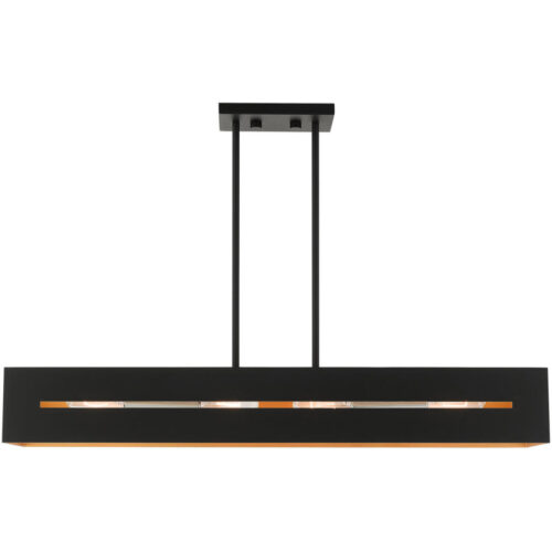 45957-14_01 45957-14 4 Light Textured Black with Brushed Nickel Accents Linear Chandelier-Lighting LumensChandeliers