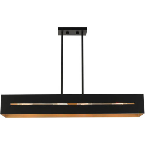 45957-14_03 45957-14 4 Light Textured Black with Brushed Nickel Accents Linear Chandelier-Lighting LumensChandeliers