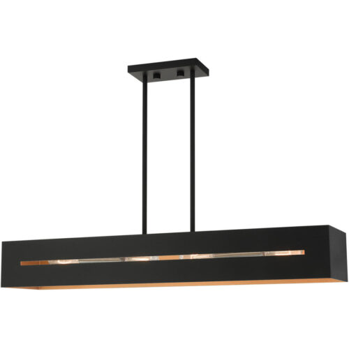 45957-14_04 45957-14 4 Light Textured Black with Brushed Nickel Accents Linear Chandelier-Lighting LumensChandeliers