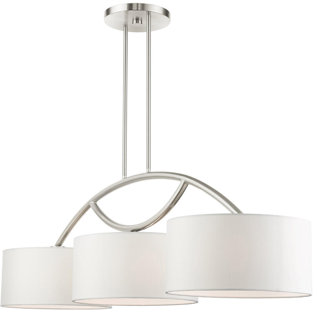 45983-91 3 Light Brushed Nickel Linear Chandelier-Lighting LumensChandeliers