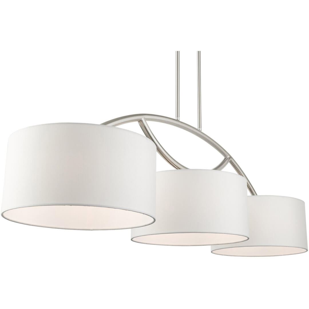 45983-91 3 Light Brushed Nickel Linear Chandelier-Lighting LumensChandeliers