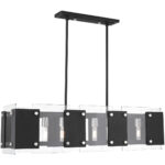45997-04_01 12 inch 7 Light Black Linear Chandelier with Clear Glass Shade-Lighting LumensChandeliers