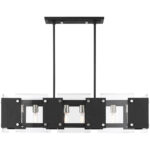 45997-04_03 12 inch 7 Light Black Linear Chandelier with Clear Glass Shade-Lighting LumensChandeliers