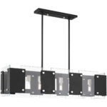 45997-04_04 12 inch 7 Light Black Linear Chandelier with Clear Glass Shade-Lighting LumensChandeliers