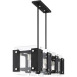 45997-04_05 12 inch 7 Light Black Linear Chandelier with Clear Glass Shade-Lighting LumensChandeliers