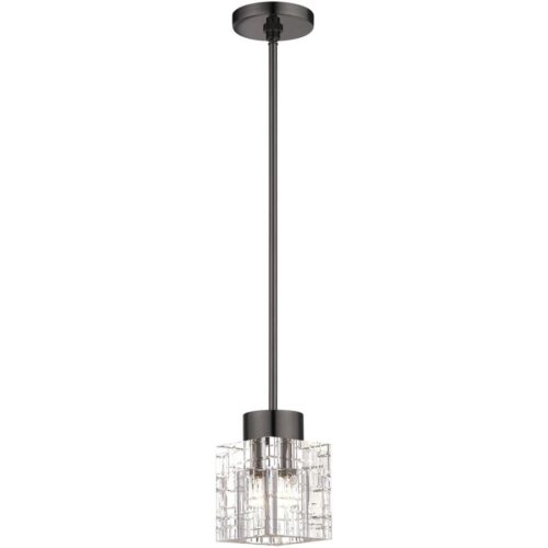 46181-46 1 Light Black Chrome Crystal Single Pendant-Lighting LumensPendant Lights