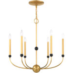 6 Light Natural Brass Chandelier with Solid Brass base Shade-Lighting LumensChandeliers