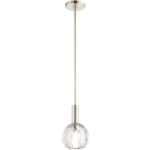 1 Light Polished Nickel Mini Pendant light Hanging Light Fixture with Clear Crystals Shade-Lighting LumensPendant Lights