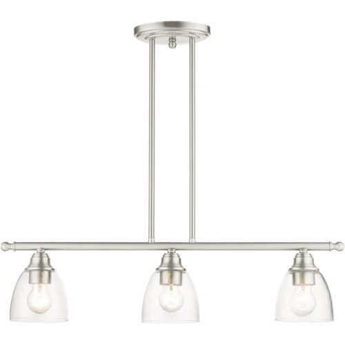 46337-91 3 Light Brushed Nickel Linear Chandelier-Lighting LumensChandeliers