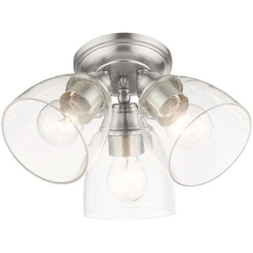46339-91 3 Light Brushed Nickel  Flush Mount-Lighting LumensBath/Flush Mounts