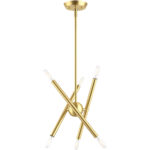 6 Light Satin Brass Mini Chandelier with Steel base material-Lighting LumensChandeliers