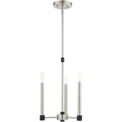 3 Light Brushed Nickel Chandelier with Steel base material-Lighting LumensChandeliers