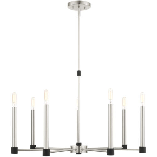 7 Light Brushed Nickel Chandelier with Steel base material-Lighting LumensChandeliers