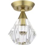 47070-08 1 Light Natural Brass Crystal Semi-Flush-Lighting LumensSemi Flush