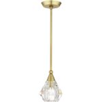 47071-08 1 Light Natural Brass Crystal Single Pendant-Lighting LumensPendant Lights