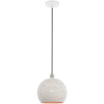 1 Light White Pendant light Hanging Light Fixture with White Ornamental Metal with Gold finish Inside Shade-Lighting LumensPendant Lights