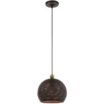 1 Light Bronze Pendant light Hanging Light Fixture with Bronze Ornamental Metal with Gold finish Inside Shade-Lighting LumensPendant Lights