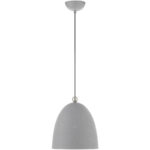 1 Light Nordic Gray Pendant light Hanging Light Fixture with Nordic Gray Ornamental Metal with White finish Inside Shade-Lighting LumensPendant Lights