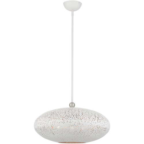 3 Light White Pendant light Hanging Light Fixture with White Filigreed Metal with Gold finish Inside Shade-Lighting LumensPendant Lights