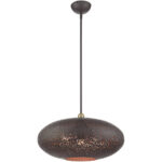 3 Light Bronze Pendant light Hanging Light Fixture with Bronze Filigreed Ornamental Metal with Gold finish Inside Shade-Lighting LumensPendant Lights