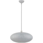 3 Light Nordic Gray Pendant light Hanging Light Fixture with Nordic Gray Filigreed Metal with White finish Inside Shade-Lighting LumensPendant Lights