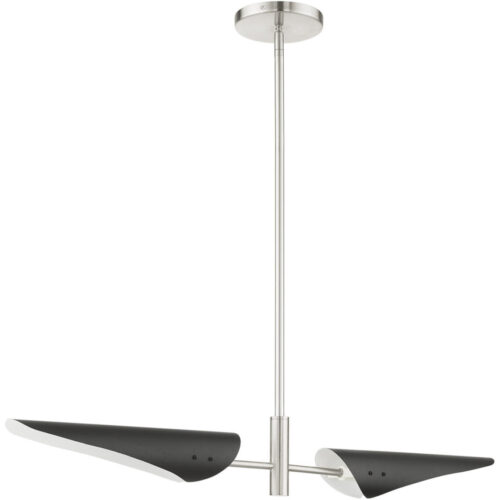 49492-91 2 Light Brushed Nickel Linear Chandelier-Lighting LumensChandeliers