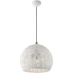 3 Light White Pendant light Hanging Light Fixture with White Ornamental Metal with White finish Inside Shade-Lighting LumensPendant Lights