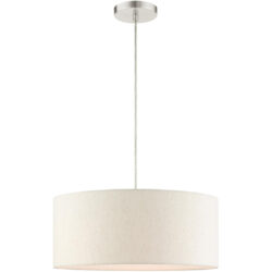 49802-91 3 Light Brushed Nickel Drum Pendant-Lighting LumensPendant Lights