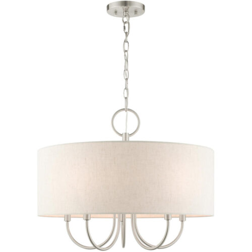 49805-91 5 Light Brushed Nickel Pendant Chandelier-Lighting LumensChandeliers