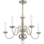 5 Light Brushed Nickel Chandelier with Steel base material-Lighting LumensChandeliers