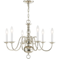 6 Light Polished Nickel Chandelier with Steel base material-Lighting LumensChandeliers