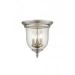 3 Light Brushed Nickel Ceiling Light fixture with Hand Blown Clear Glass Shade-Lighting LumensFlush Mount Ceiling Lights