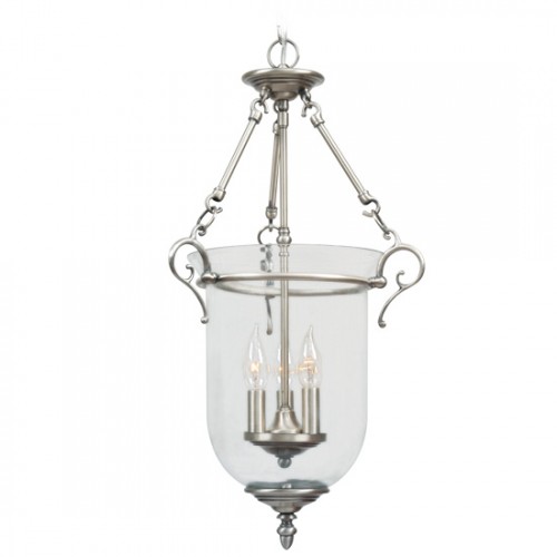 5022-91-500x500 3 Light Brushed Nickel Chain Lantern Pendant Lighting Fixture with Hand Blown Clear Glass Shade-Lighting LumensLantern