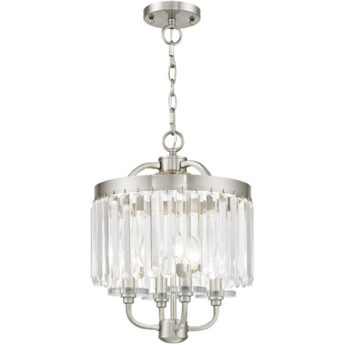 4 Light Brushed Nickel Mini Chandelier/Ceiling Light fixture with Steel base material-Lighting LumensChandeliers