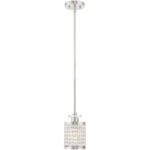 50560-91_01 1 Light Brushed Nickel Mini Pendant with Clear Crystals Shade-Lighting LumensPendant Lights