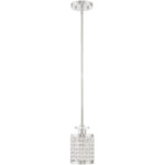 50560-91_02 1 Light Brushed Nickel Mini Pendant with Clear Crystals Shade-Lighting LumensPendant Lights