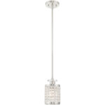 50560-91_03 1 Light Brushed Nickel Mini Pendant with Clear Crystals Shade-Lighting LumensPendant Lights