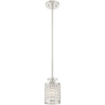 50560-91_04 1 Light Brushed Nickel Mini Pendant with Clear Crystals Shade-Lighting LumensPendant Lights