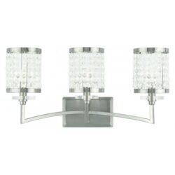 23.25 inch 3 Light Brushed Nickel Bathroom Vanity light fixture with Clear Crystals-Lighting LumensBath/Vanity