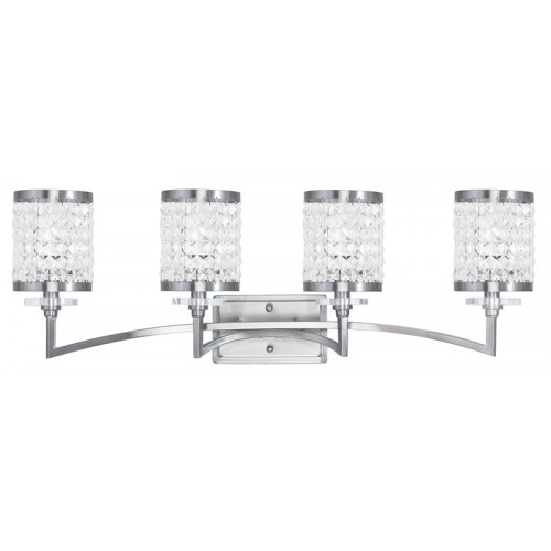 50564-91-500x500 33 inch 4 Light Brushed Nickel Bathroom Vanity light fixture with Clear Crystals Shade-Lighting LumensBath/Vanity