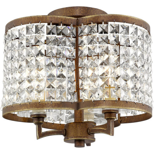 3 Light Palacial Bronze Ceiling Light fixture with Steel base material-Lighting LumensFlush Mount Ceiling Lights