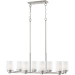 50678-91_01 17.75 inch 8 Light Brushed Nickel Chandelier with Hand Blown Clear Outside Glass and Opal Inside Glass Shade-Lighting LumensChandeliers