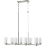50678-91_02 17.75 inch 8 Light Brushed Nickel Chandelier with Hand Blown Clear Outside Glass and Opal Inside Glass Shade-Lighting LumensChandeliers