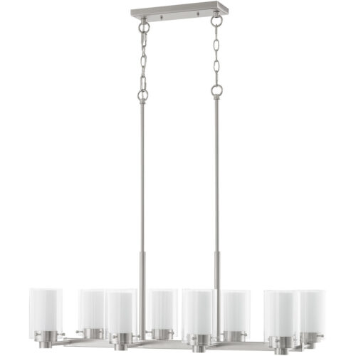50678-91_02 17.75 inch 8 Light Brushed Nickel Chandelier with Hand Blown Clear Outside Glass and Opal Inside Glass Shade-Lighting LumensChandeliers