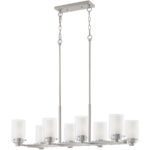 50678-91_03 17.75 inch 8 Light Brushed Nickel Chandelier with Hand Blown Clear Outside Glass and Opal Inside Glass Shade-Lighting LumensChandeliers