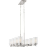 50678-91_04 17.75 inch 8 Light Brushed Nickel Chandelier with Hand Blown Clear Outside Glass and Opal Inside Glass Shade-Lighting LumensChandeliers