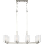 50678-91_05 17.75 inch 8 Light Brushed Nickel Chandelier with Hand Blown Clear Outside Glass and Opal Inside Glass Shade-Lighting LumensChandeliers