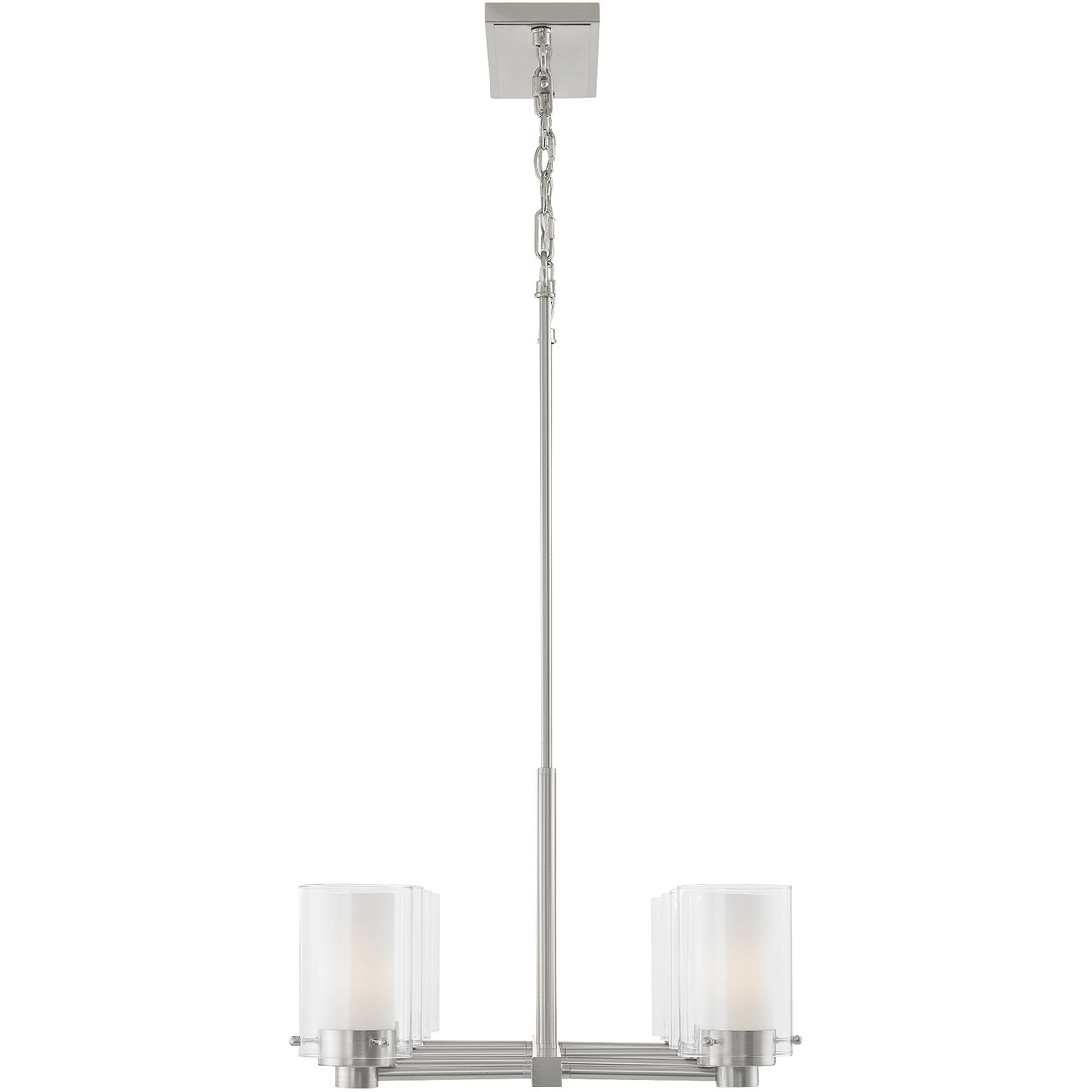 17.75 inch 8 Light Brushed Nickel Chandelier with Hand Blown Clear Outside Glass and Opal Inside Glass Shade-Lighting LumensChandeliers