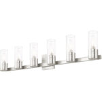 50685-91_03 35.5 inch 6 Light Brushed Nickel Bathroom Vanity light fixture with Hand Crafted Clear Fluted Glass Shade-Lighting LumensBath/Vanity