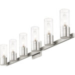 50685-91_04 35.5 inch 6 Light Brushed Nickel Bathroom Vanity light fixture with Hand Crafted Clear Fluted Glass Shade-Lighting LumensBath/Vanity
